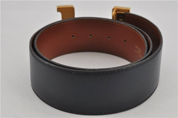 Authentic HERMES Large Constance Leather Belt Size 75cm 29.5" Navy Brown 7721F