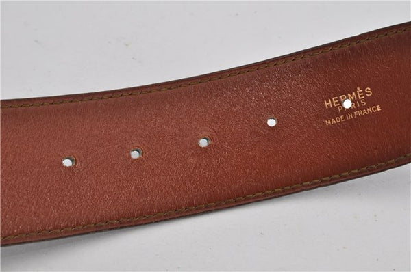 Authentic HERMES Large Constance Leather Belt Size 75cm 29.5" Navy Brown 7721F