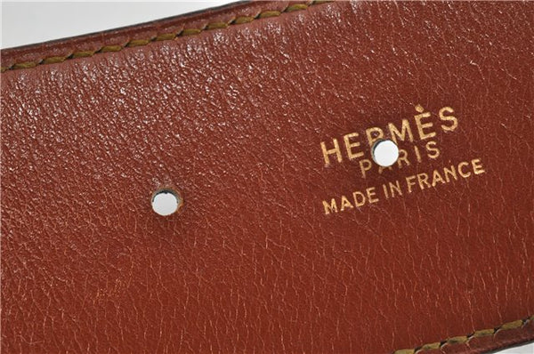 Authentic HERMES Large Constance Leather Belt Size 75cm 29.5" Navy Brown 7721F