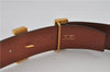 Authentic HERMES Large Constance Leather Belt Size 75cm 29.5" Navy Brown 7721F