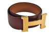 Authentic HERMES Large Constance Leather Belt Size 75cm 29.5" Red Brown 7722F