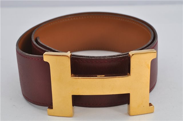 Authentic HERMES Large Constance Leather Belt Size 75cm 29.5