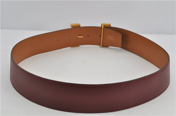 Authentic HERMES Large Constance Leather Belt Size 75cm 29.5" Red Brown 7722F