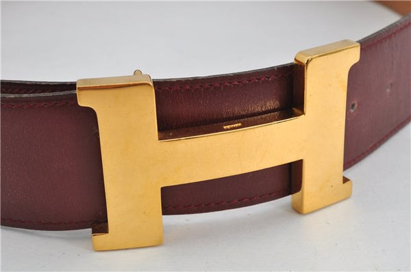 Authentic HERMES Large Constance Leather Belt Size 75cm 29.5" Red Brown 7722F