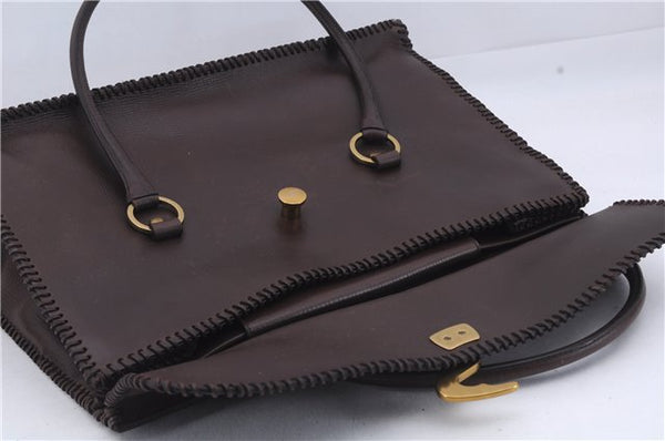 Authentic GUCCI Vintage Shoulder Tote Bag Leather Brown 7723D