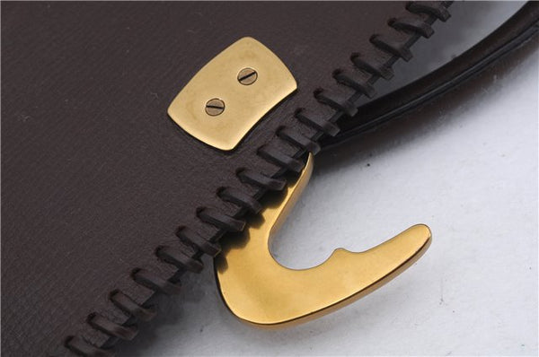 Authentic GUCCI Vintage Shoulder Tote Bag Leather Brown 7723D