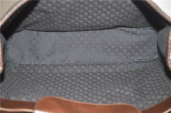 Authentic GUCCI Vintage Shoulder Tote Bag Leather Brown 7723D