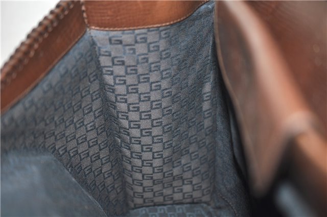 Authentic GUCCI Vintage Shoulder Tote Bag Leather Brown 7723D