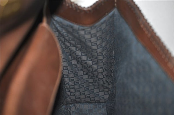 Authentic GUCCI Vintage Shoulder Tote Bag Leather Brown 7723D