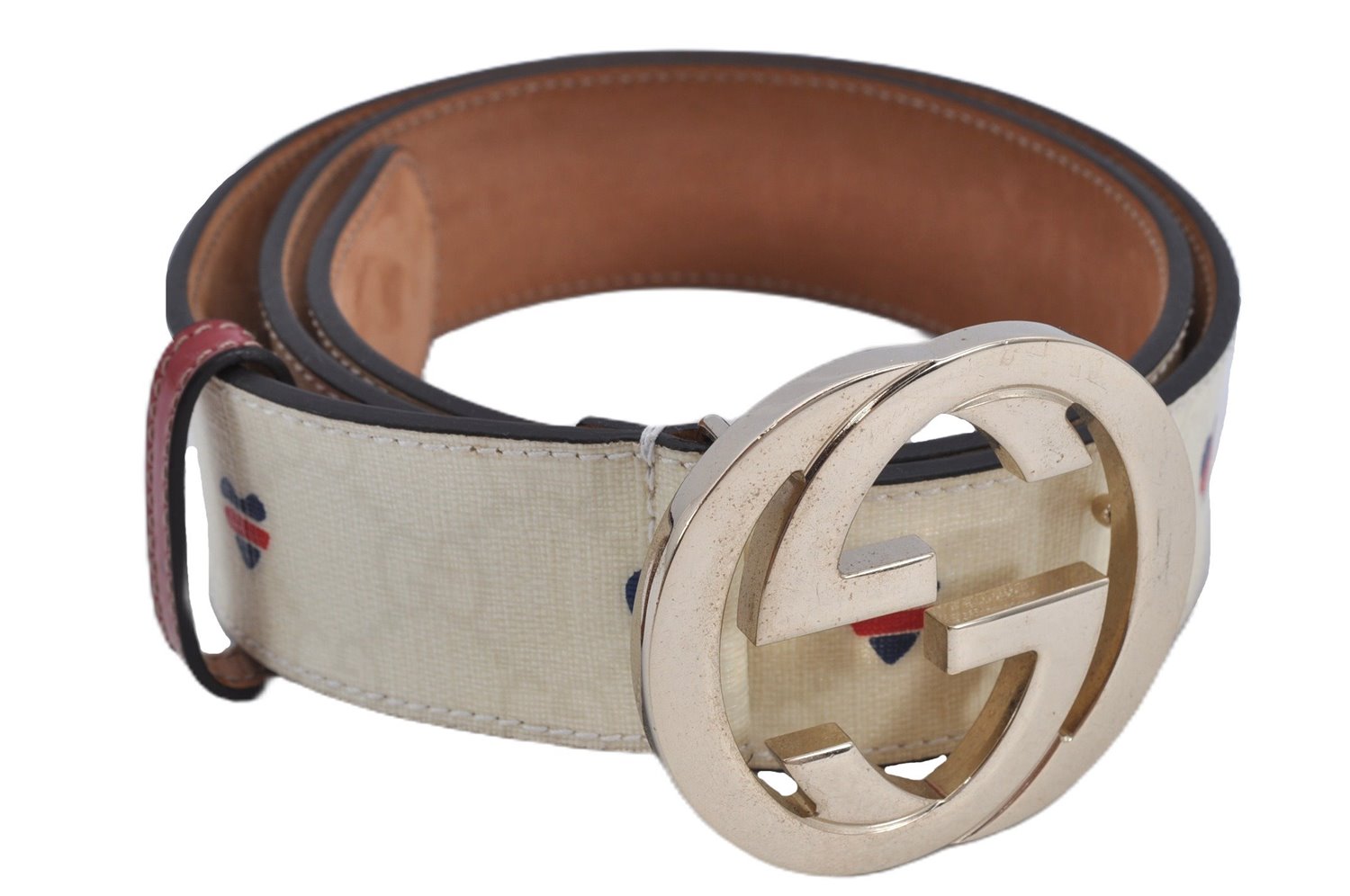 Authentic GUCCI Interlocking G Belt GG PVC Leather 85cm 33.5