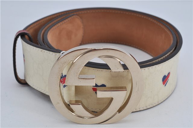 Authentic GUCCI Interlocking G Belt GG PVC Leather 85cm 33.5