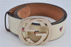 Authentic GUCCI Interlocking G Belt GG PVC Leather 85cm 33.5" 114876 White 7725F