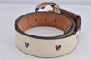 Authentic GUCCI Interlocking G Belt GG PVC Leather 85cm 33.5" 114876 White 7725F