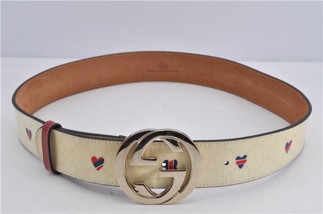 Authentic GUCCI Interlocking G Belt GG PVC Leather 85cm 33.5