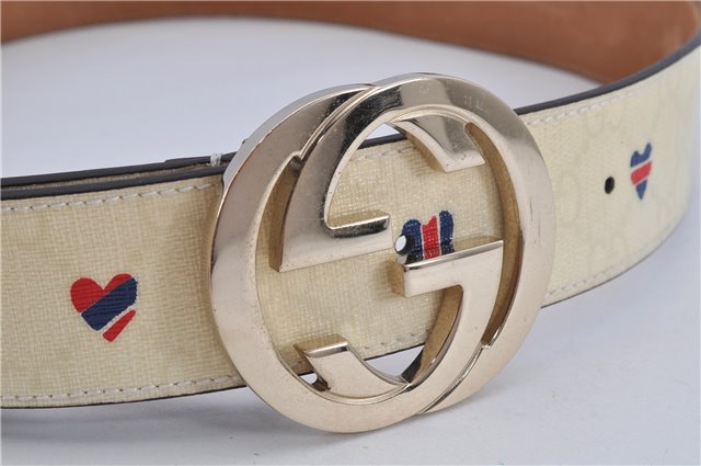 Authentic GUCCI Interlocking G Belt GG PVC Leather 85cm 33.5