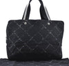 Authentic CHANEL Travel Line Shoulder Tote Bag Nylon Leather Black 7732D