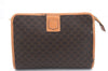 Authentic CELINE Macadam Blason Pattern Clutch Hand Bag PVC Leather Brown 7737D