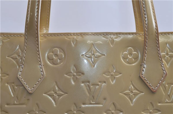 Authentic Louis Vuitton Vernis Wilshire MM Tote Hand Bag Ivory M91441 LV 7741F