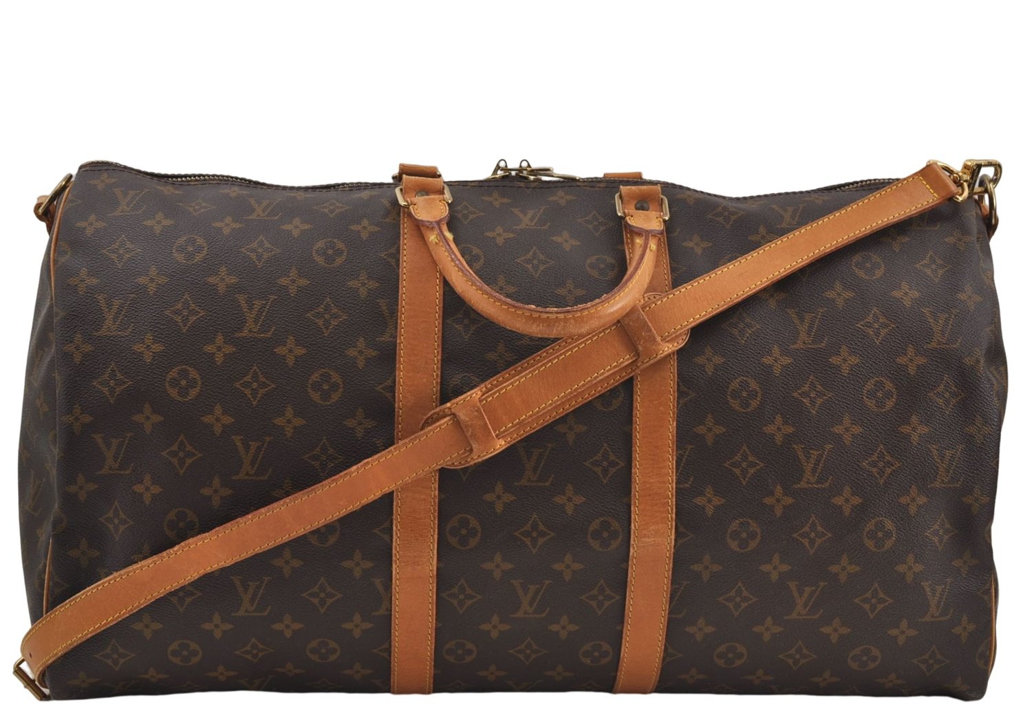 Auth Louis Vuitton Monogram Keepall Bandouliere 55 Boston Bag M41414 LV 7746D