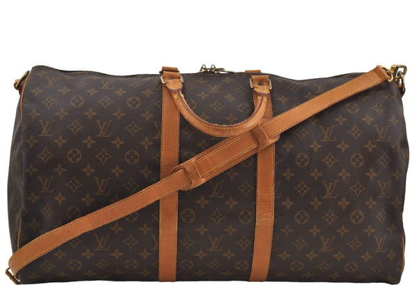 Auth Louis Vuitton Monogram Keepall Bandouliere 55 Boston Bag M41414 LV 7746D