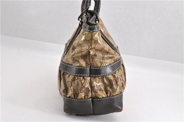 Authentic GUCCI GG Crystal Shoulder Tote Bag PVC Leather 223964 Brown 7752F