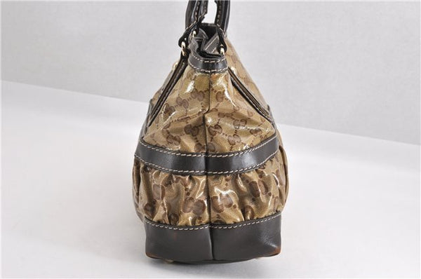 Authentic GUCCI GG Crystal Shoulder Tote Bag PVC Leather 223964 Brown 7752F