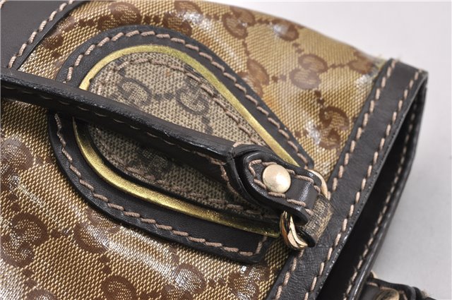 Authentic GUCCI GG Crystal Shoulder Tote Bag PVC Leather 223964 Brown 7752F