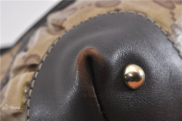 Authentic GUCCI GG Crystal Shoulder Tote Bag PVC Leather 223964 Brown 7752F