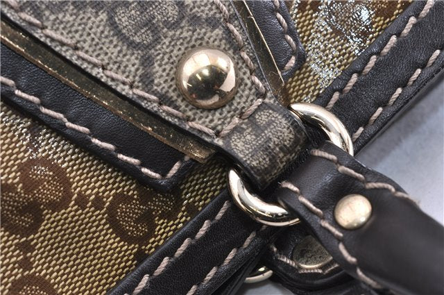 Authentic GUCCI GG Crystal Shoulder Tote Bag PVC Leather 223964 Brown 7752F