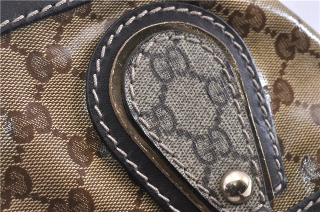 Authentic GUCCI GG Crystal Shoulder Tote Bag PVC Leather 223964 Brown 7752F