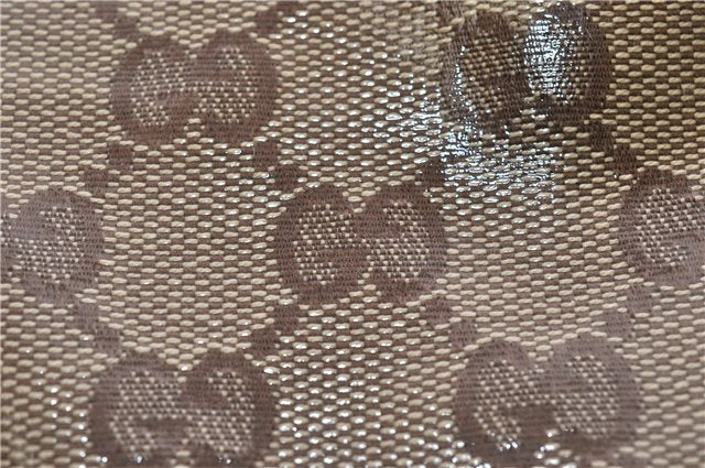 Authentic GUCCI GG Crystal Shoulder Tote Bag PVC Leather 223964 Brown 7752F