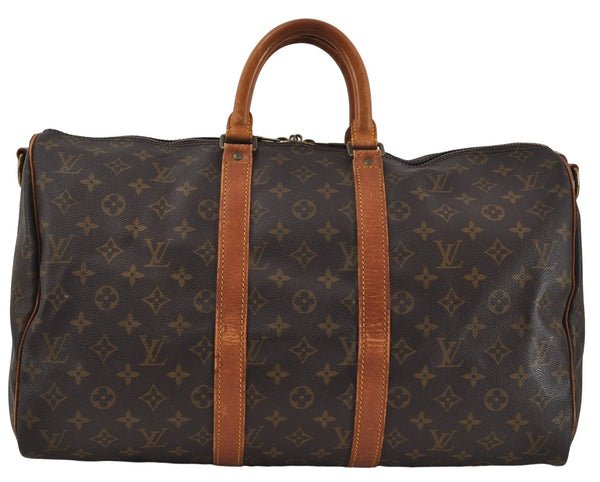 Auth Louis Vuitton Monogram Keepall Bandouliere 45 Boston Bag M41418 LV 7757D