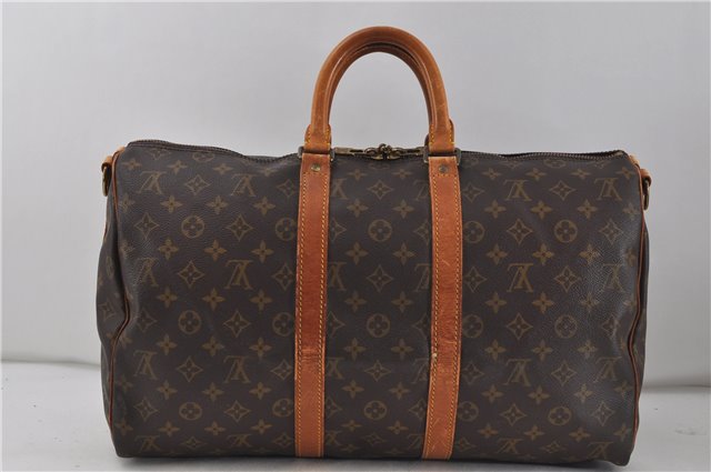 Auth Louis Vuitton Monogram Keepall Bandouliere 45 Boston Bag M41418 LV 7757D
