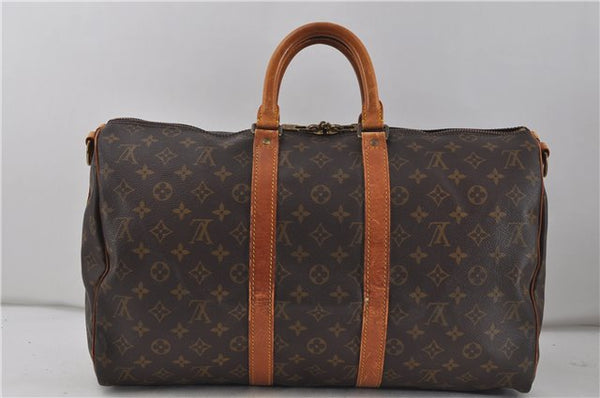 Auth Louis Vuitton Monogram Keepall Bandouliere 45 Boston Bag M41418 LV 7757D