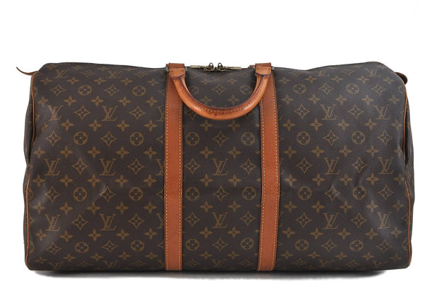 Authentic LOUIS VUITTON Monogram Keepall 55 Boston Bag M41424 LV 7758C