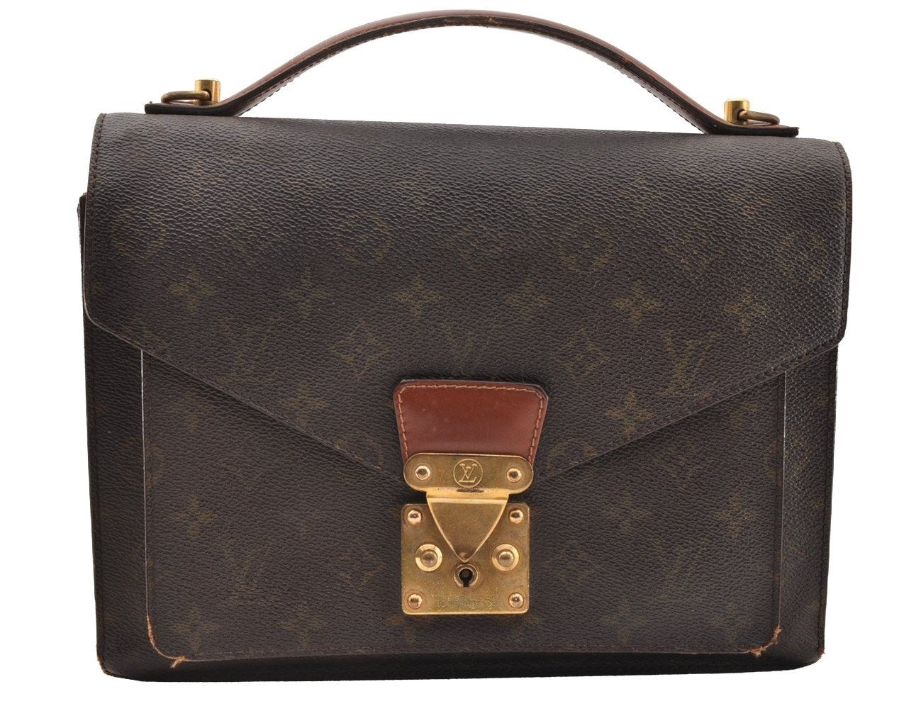 Authentic Louis Vuitton Monogram Monceau 2Way Hand Bag M51185 LV Junk 7758I