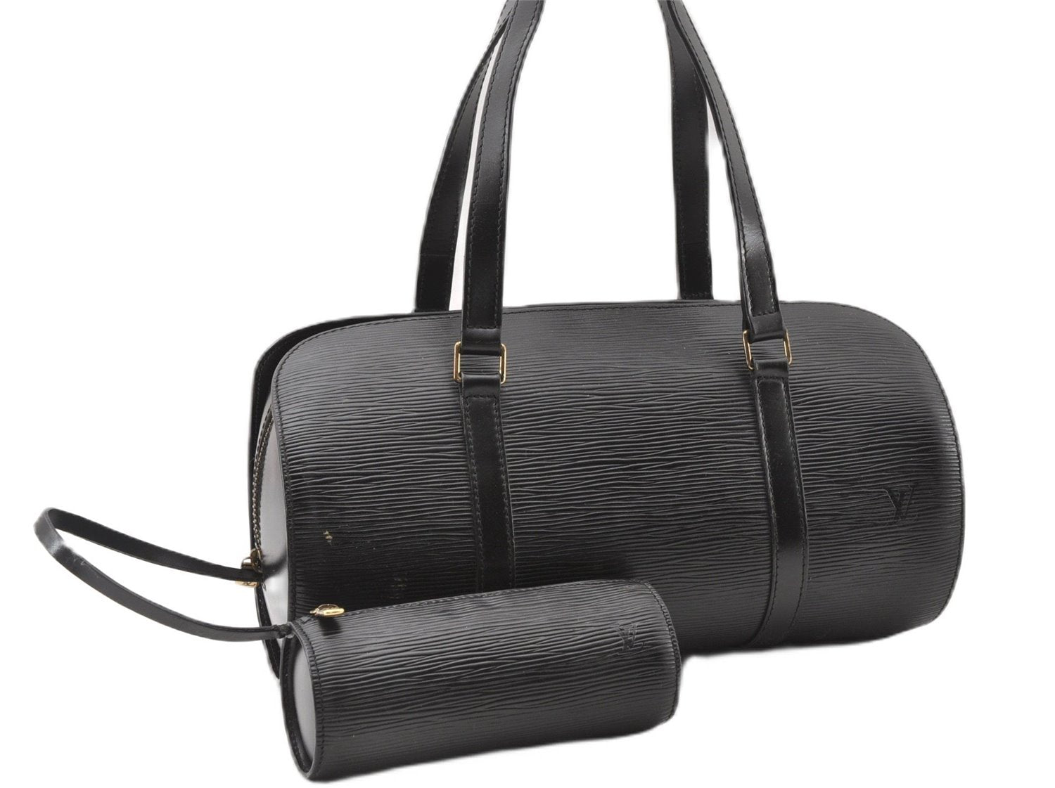 Authentic Louis Vuitton Epi Soufflot Hand Bag Black M52222 LV 7760F