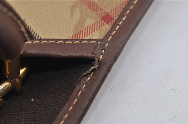 Authentic Burberrys Nova Check 2Way Garment Cover PVC Leather Beige Brown 7761D