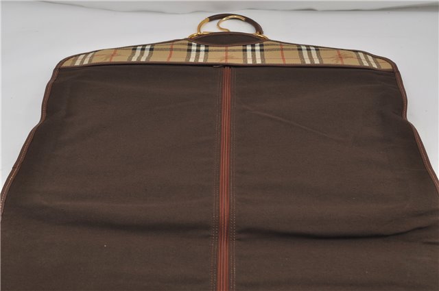 Authentic Burberrys Nova Check 2Way Garment Cover PVC Leather Beige Brown 7761D