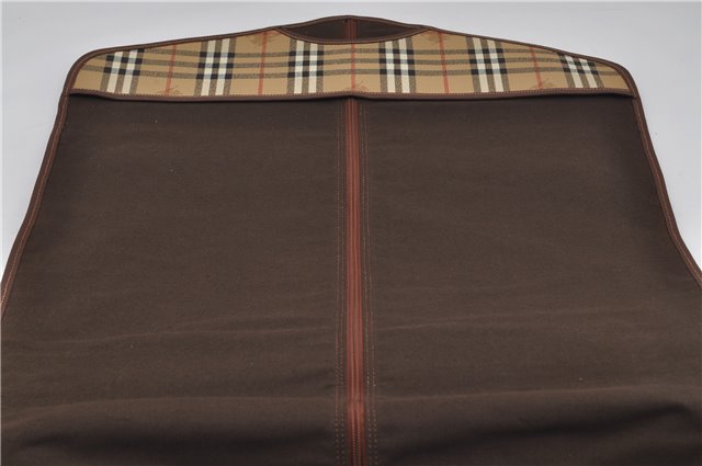 Authentic Burberrys Nova Check 2Way Garment Cover PVC Leather Beige Brown 7761D