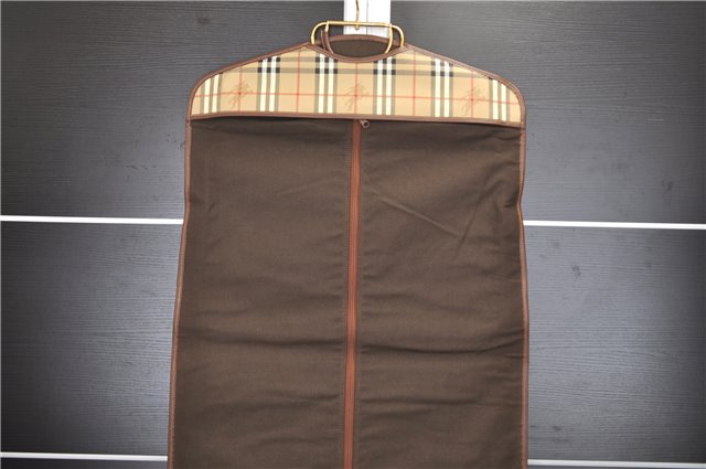 Authentic Burberrys Nova Check 2Way Garment Cover PVC Leather Beige Brown 7761D