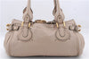 Authentic Chloe Paddington Leather Shoulder Hand Bag Purse Beige 7762D