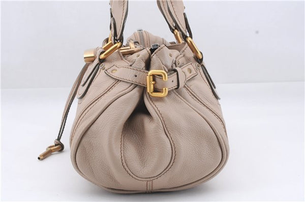 Authentic Chloe Paddington Leather Shoulder Hand Bag Purse Beige 7762D