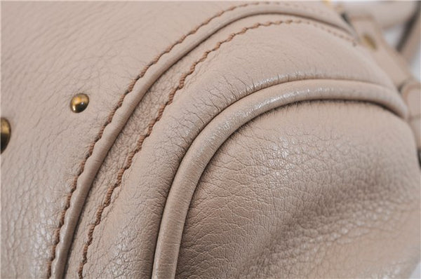 Authentic Chloe Paddington Leather Shoulder Hand Bag Purse Beige 7762D