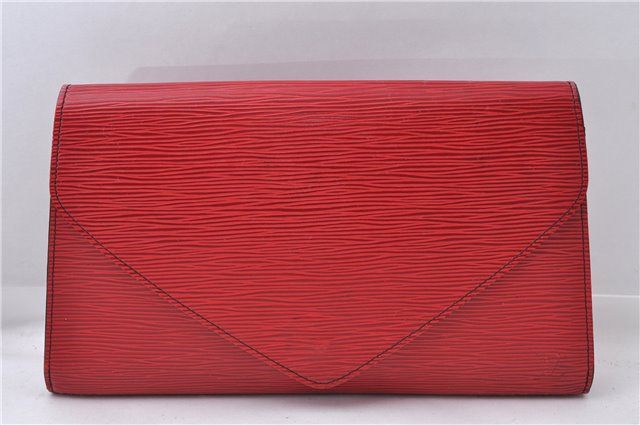 Authentic Louis Vuitton Epi Arts Deco Clutch Bag Red M52637 LV 7763D