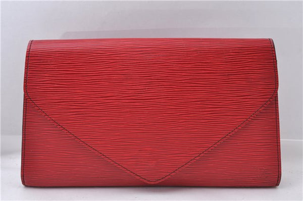 Authentic Louis Vuitton Epi Arts Deco Clutch Bag Red M52637 LV 7763D