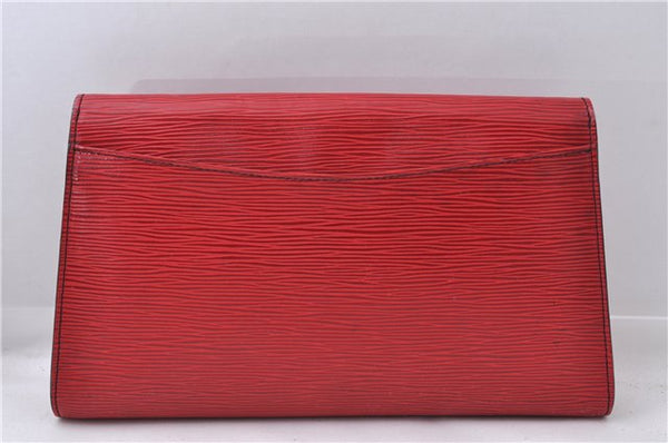 Authentic Louis Vuitton Epi Arts Deco Clutch Bag Red M52637 LV 7763D