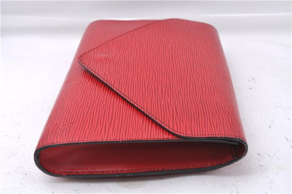 Authentic Louis Vuitton Epi Arts Deco Clutch Bag Red M52637 LV 7763D