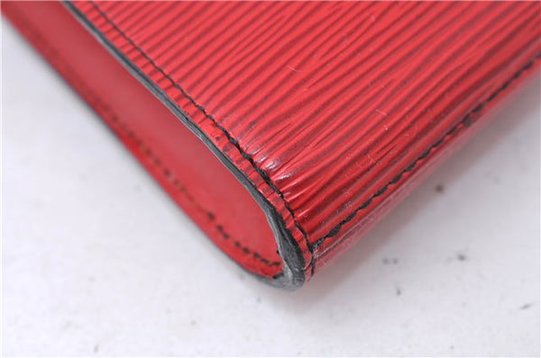 Authentic Louis Vuitton Epi Arts Deco Clutch Bag Red M52637 LV 7763D