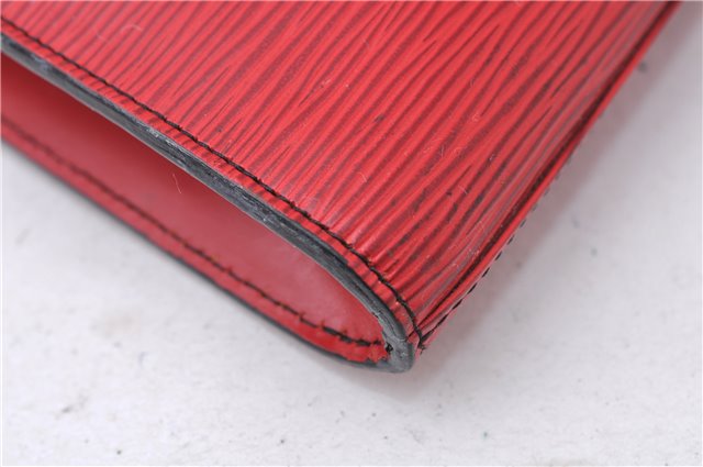 Authentic Louis Vuitton Epi Arts Deco Clutch Bag Red M52637 LV 7763D